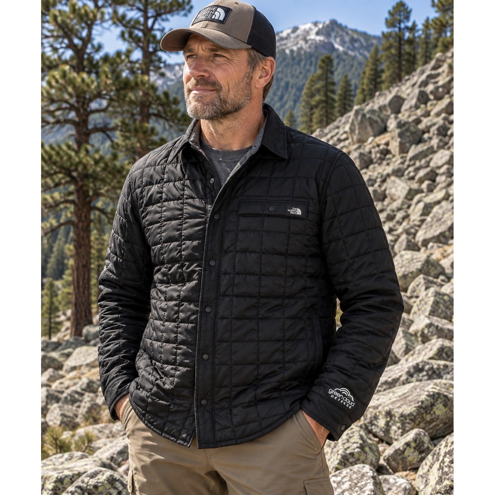 The North Face ThermoBall Shacket Men's Size M Black Quilted Insulated Snap